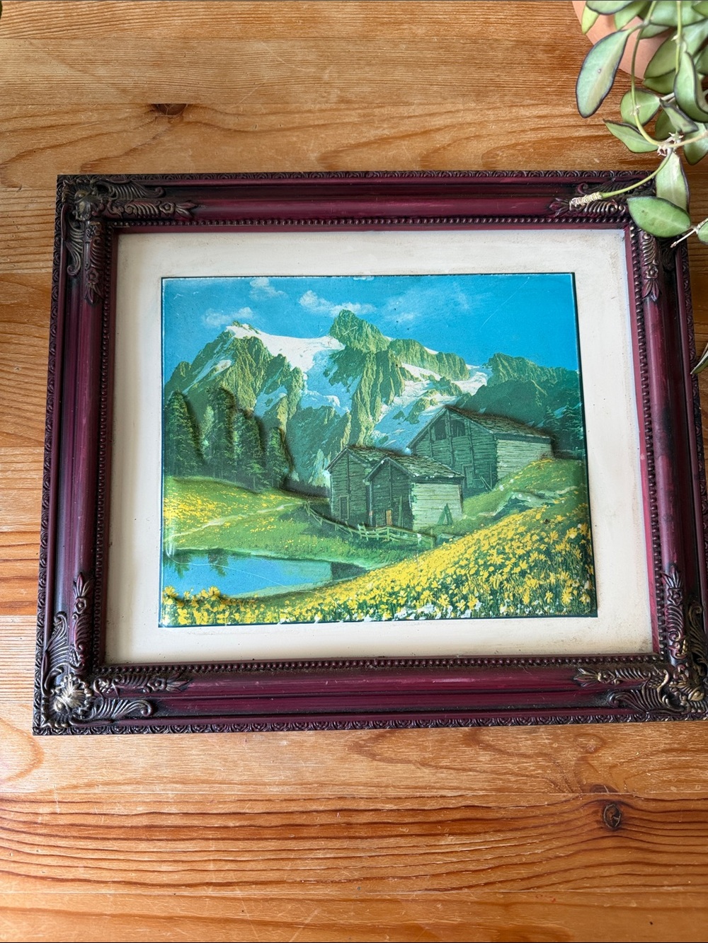 Vintage 3D Framed Alpine Landscape Artwork